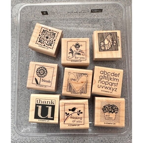 Stampin' Up Cute By The Inch Set of 9 Rubber Stamps - Picture 1 of 4